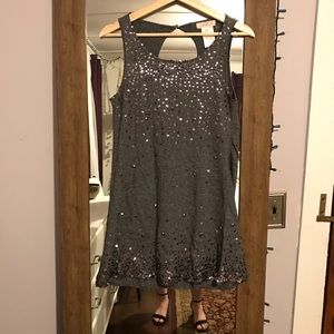 Grey sequined cashmere stretchy dress